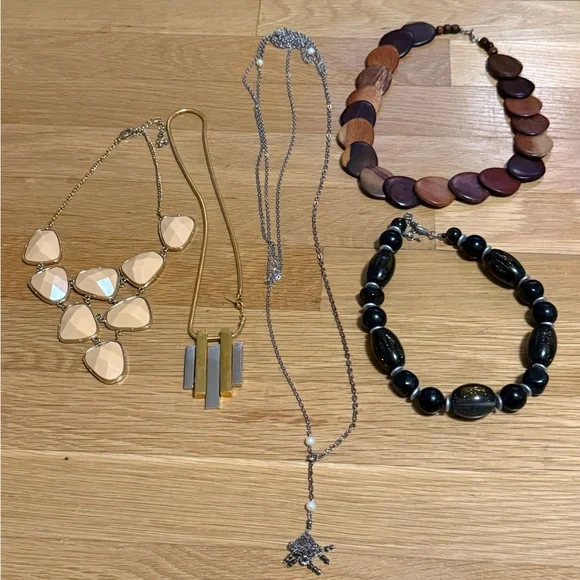 Vintage & Modern Jewelry Lot - 5 Statement Pieces - Gold Tone & Natural Stone - Picture 1 of 5